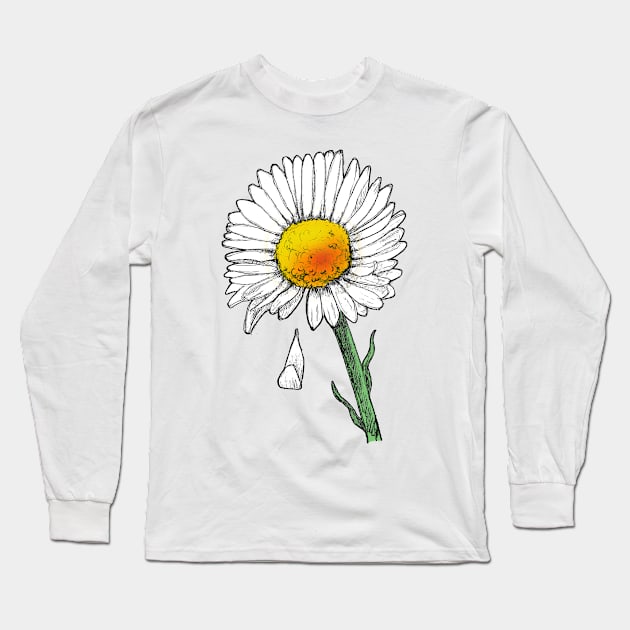 Daisy with petal falling Long Sleeve T-Shirt by dizzycat-biz